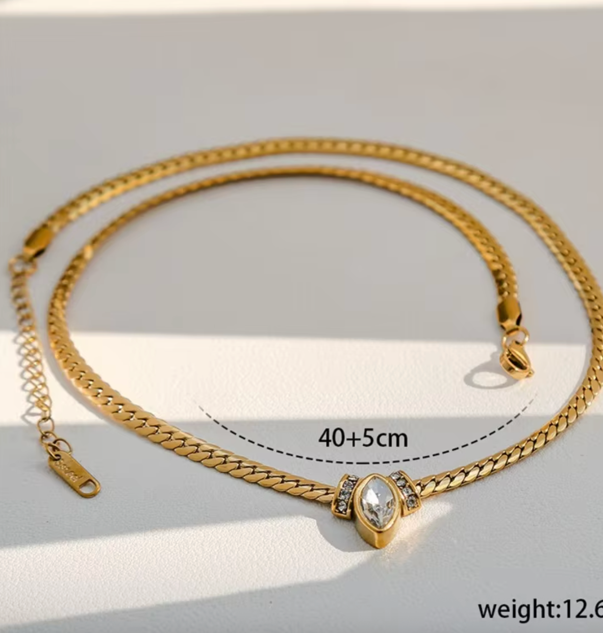 Stainless Steel Sparkling Zirconia Necklace