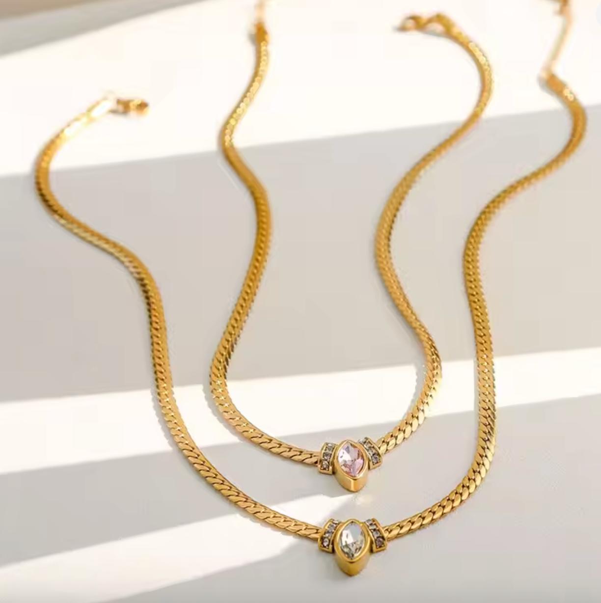 Stainless Steel Sparkling Zirconia Necklace