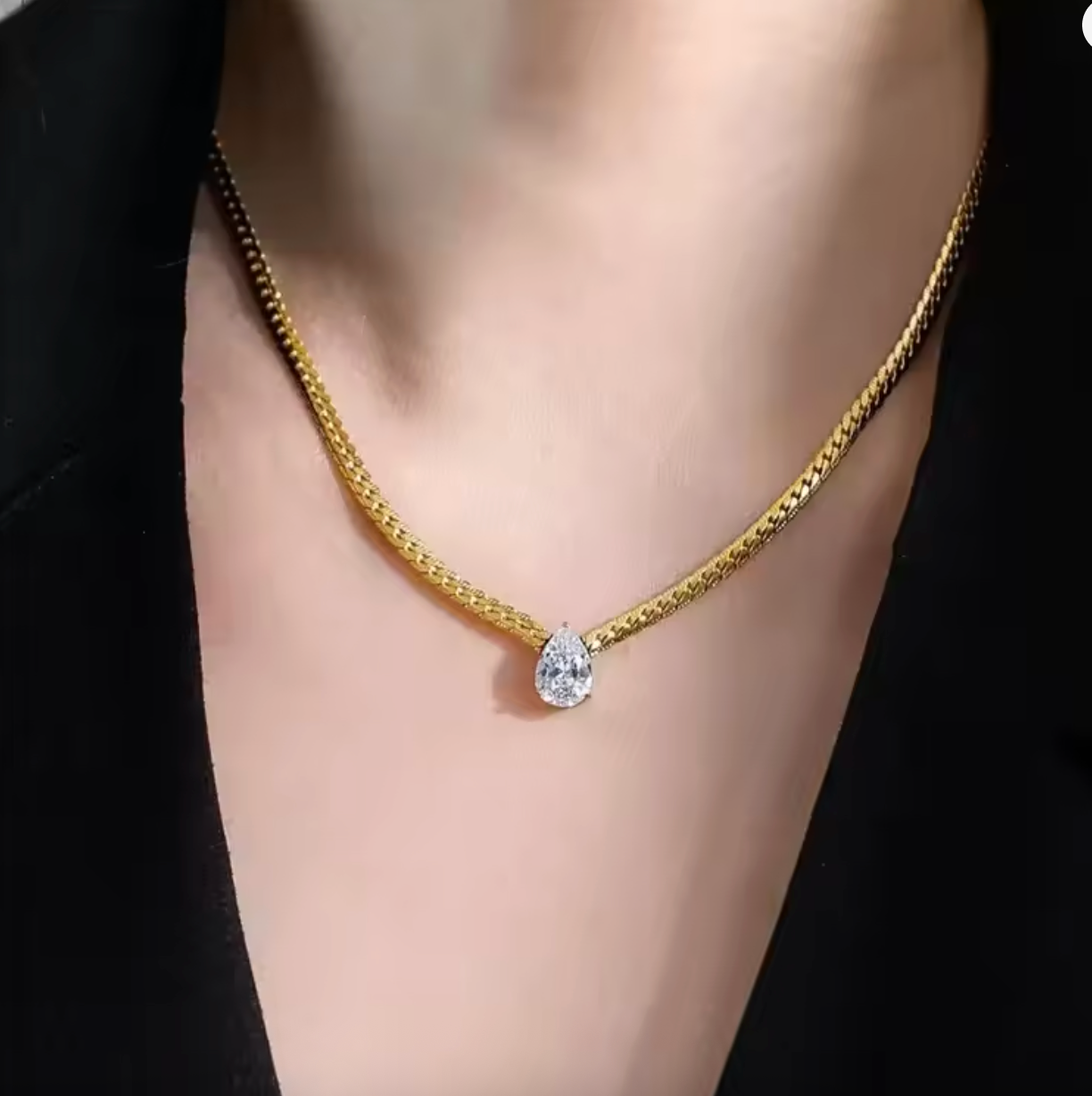 Stainless Steel Sparkling Zirconia Necklace