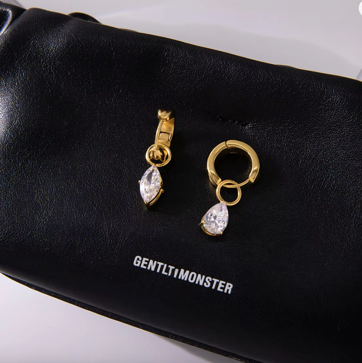 18K Gold Plated White Zircon Pendant Earrings