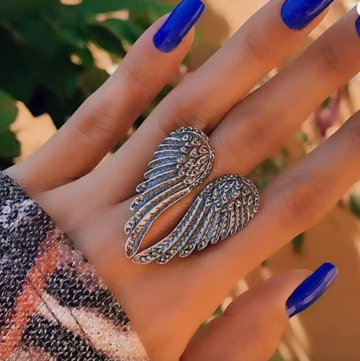 Retro Angel Wings Open Ring