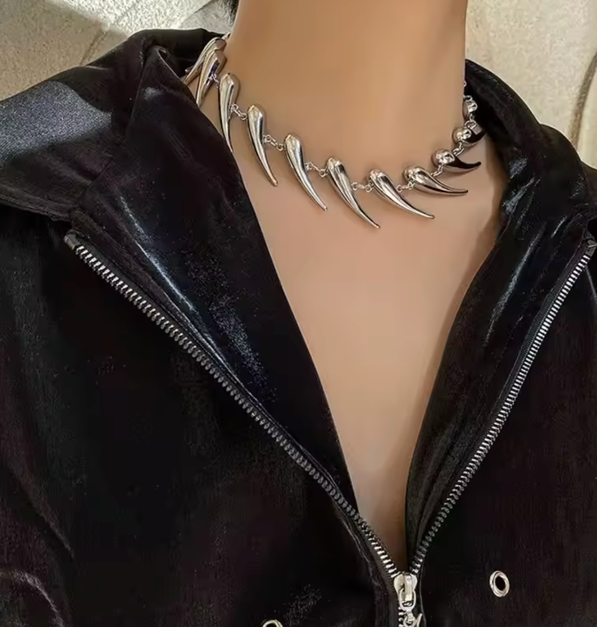 Stainless Steel Rivet Chain Choker Necklace