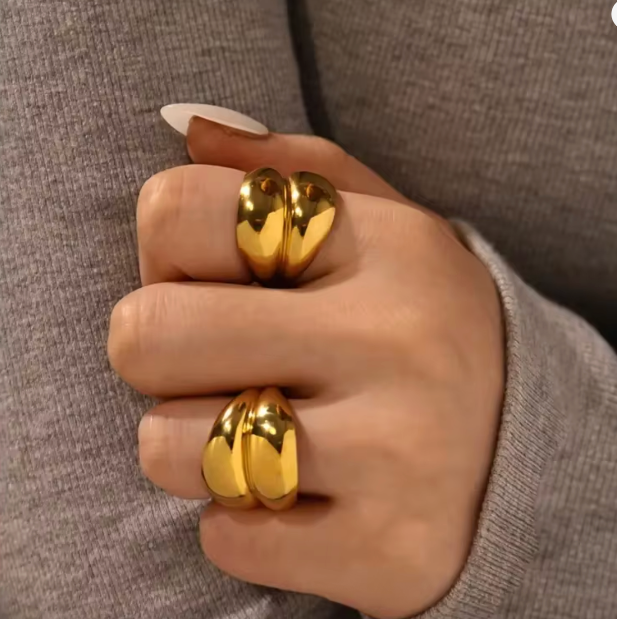 Stainless Steel Double-Layer Geometric Ring